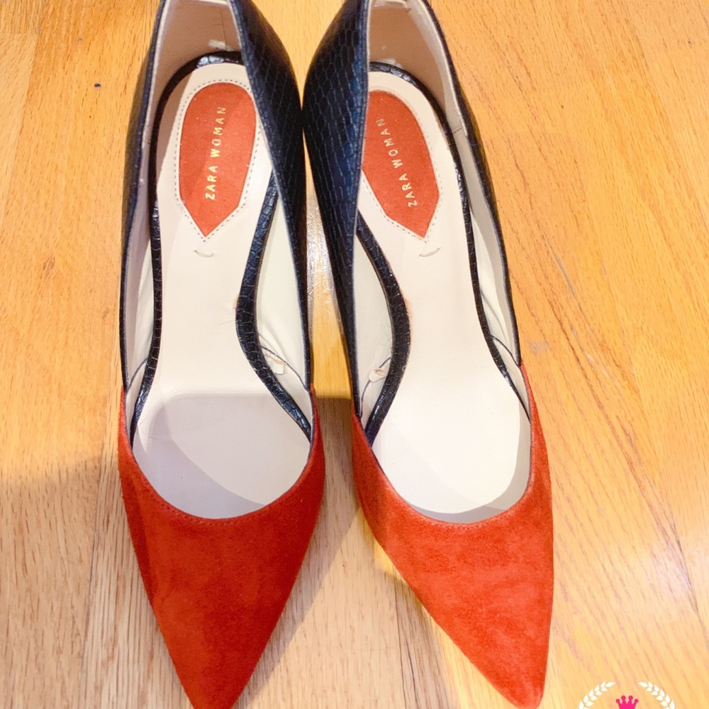 Zara Women Orange Black Heels